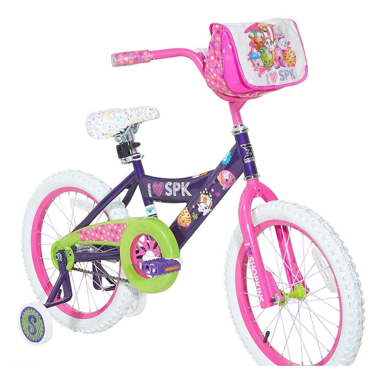 Shopkins Girls Bike Little Bicycle Training Wheels 18 Inch Basket Toddler Bag