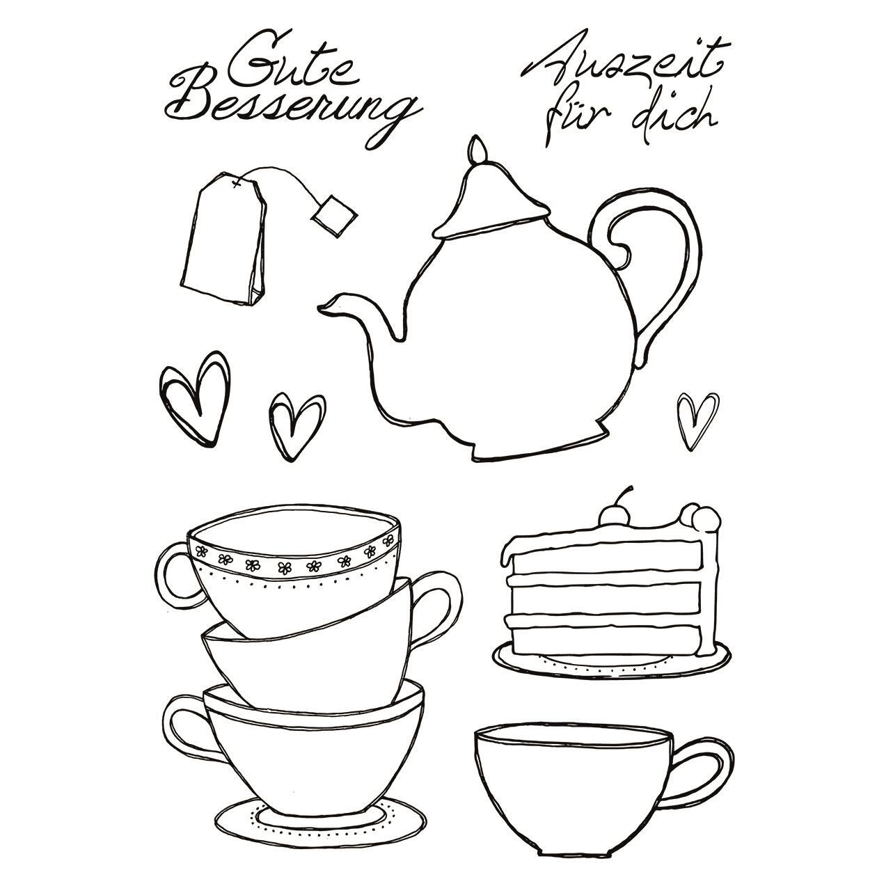 Efco Stempel Clear Tee / Kaffee, transparent, A7/ 74 x 105 mm, 10-teilig