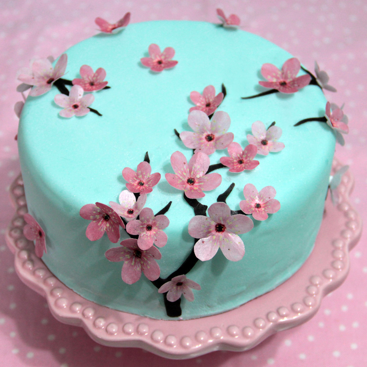 Tortendekoration Kirschbaumblüten eßbar Muffin Tortenaufleger Party Deko Blumen