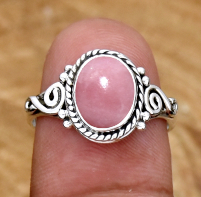 Sterling silver pink opal ring sale