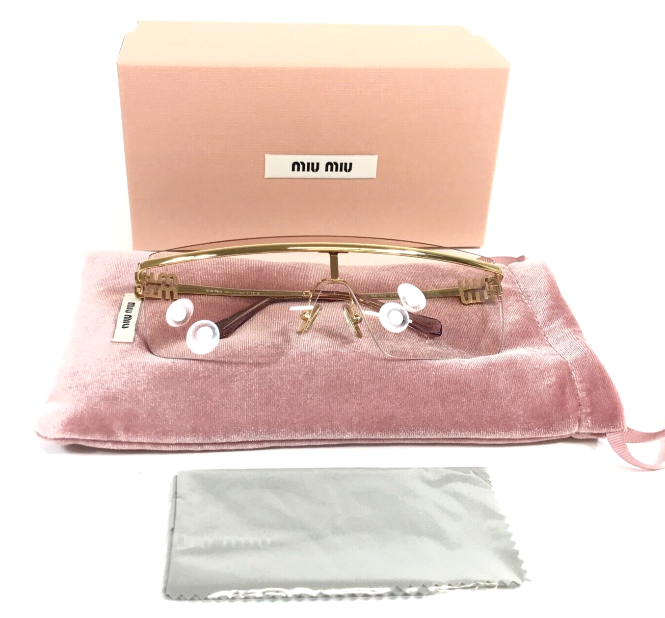 Pre-owned Miu Miu Sunglasses Smu50z 5ak-80d Polished Gold Frames Light Pink Gradient Lens