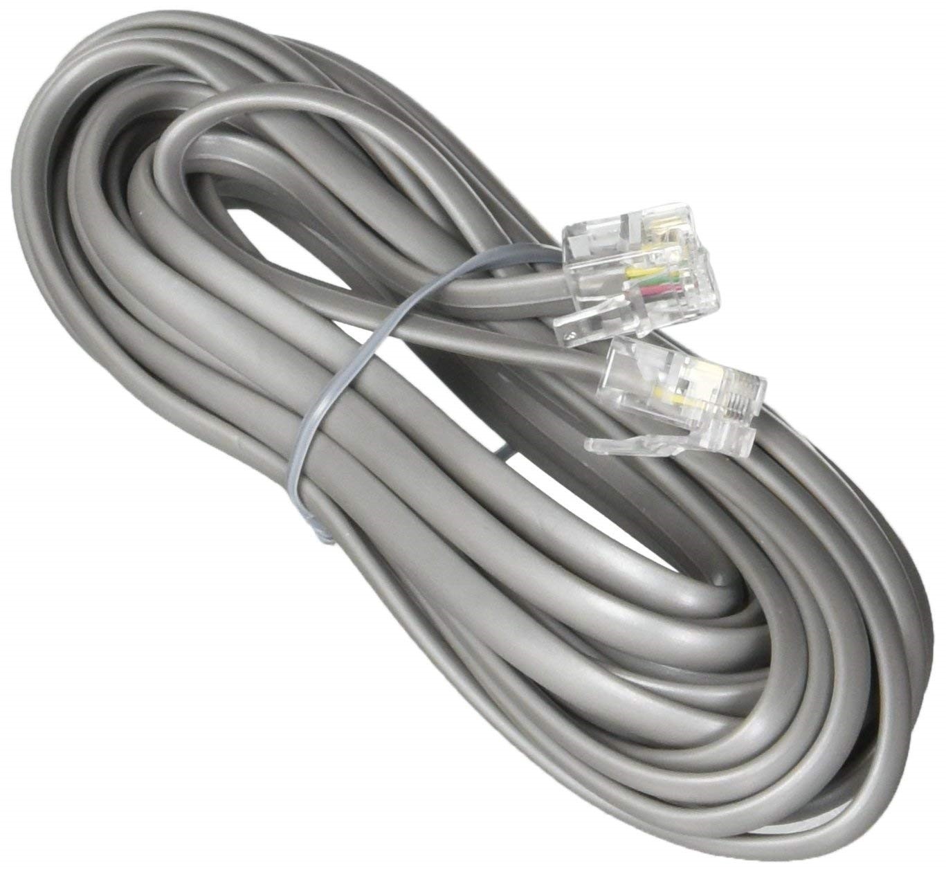 Gray 15' ft Telephone Modular Line Cord Phone Cable Extension Wire RJ1