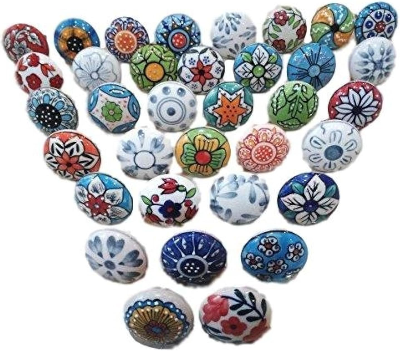 20 X Mix Vintage Look Flower Ceramic Knobs Door Handle Cabinet Drawer Cupboard P