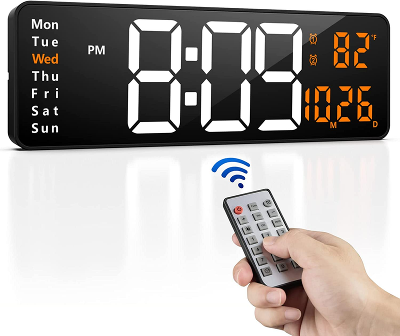 Large Digital Wall Clock 16" with Remote, Large Display Digi