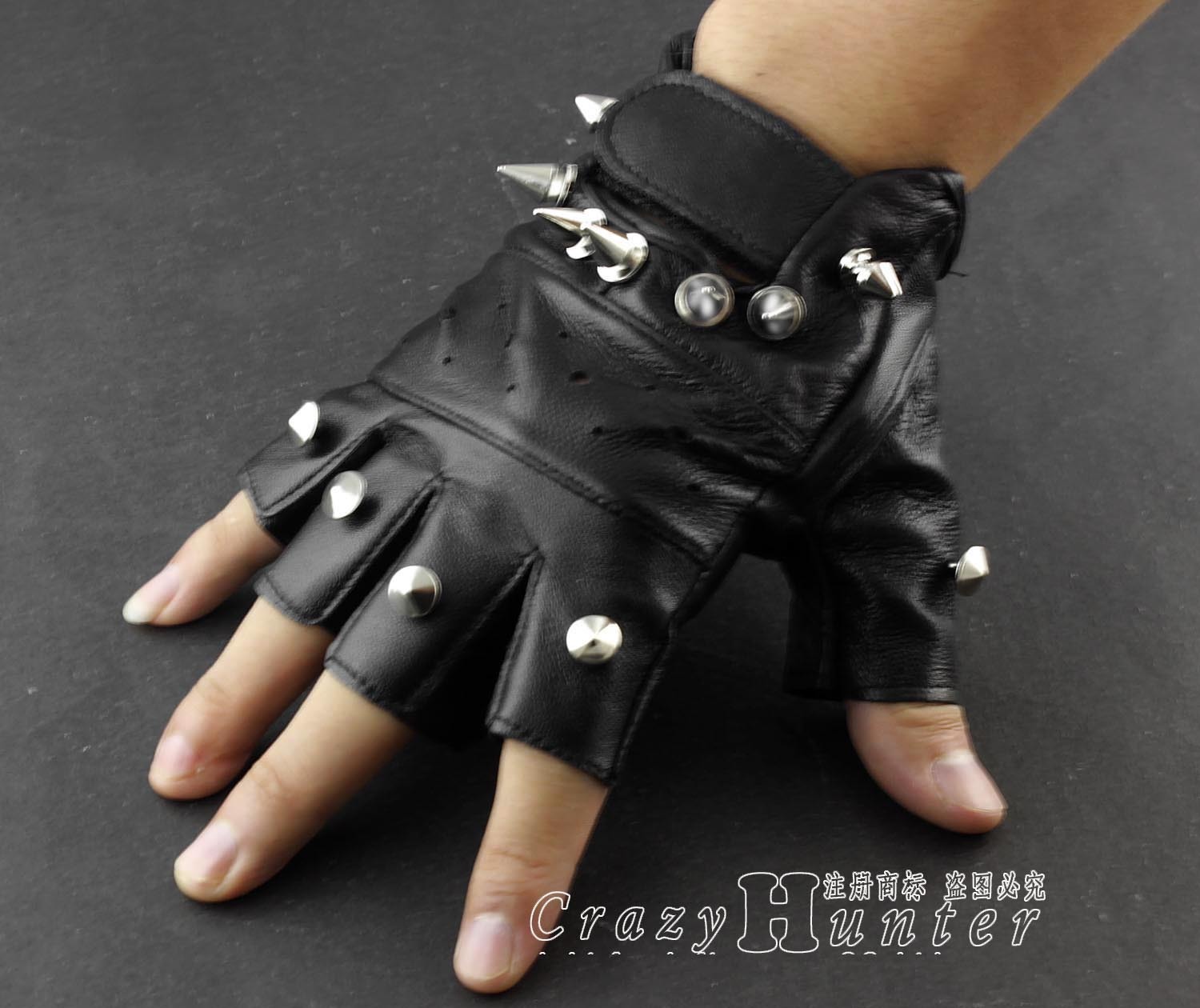 小物   Punk leather globe Genuine Leather Spike Rivet Around Punk Gothic Mens Driving