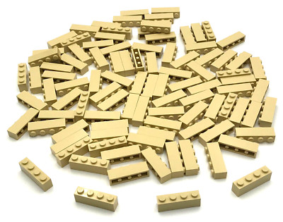 Lego 100 New Tan Bricks 1 x 4 Stud Building Blocks Pieces