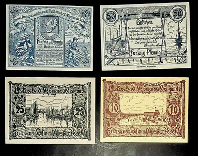 1921 Germany RUGENWALDERMUNDE 10 25 50  Phennig Banknote / Notgeld