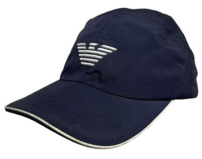 Vtg Emporio Armani Hat Luxury Fashion Clothing Brand Company Logo Blue Cap
