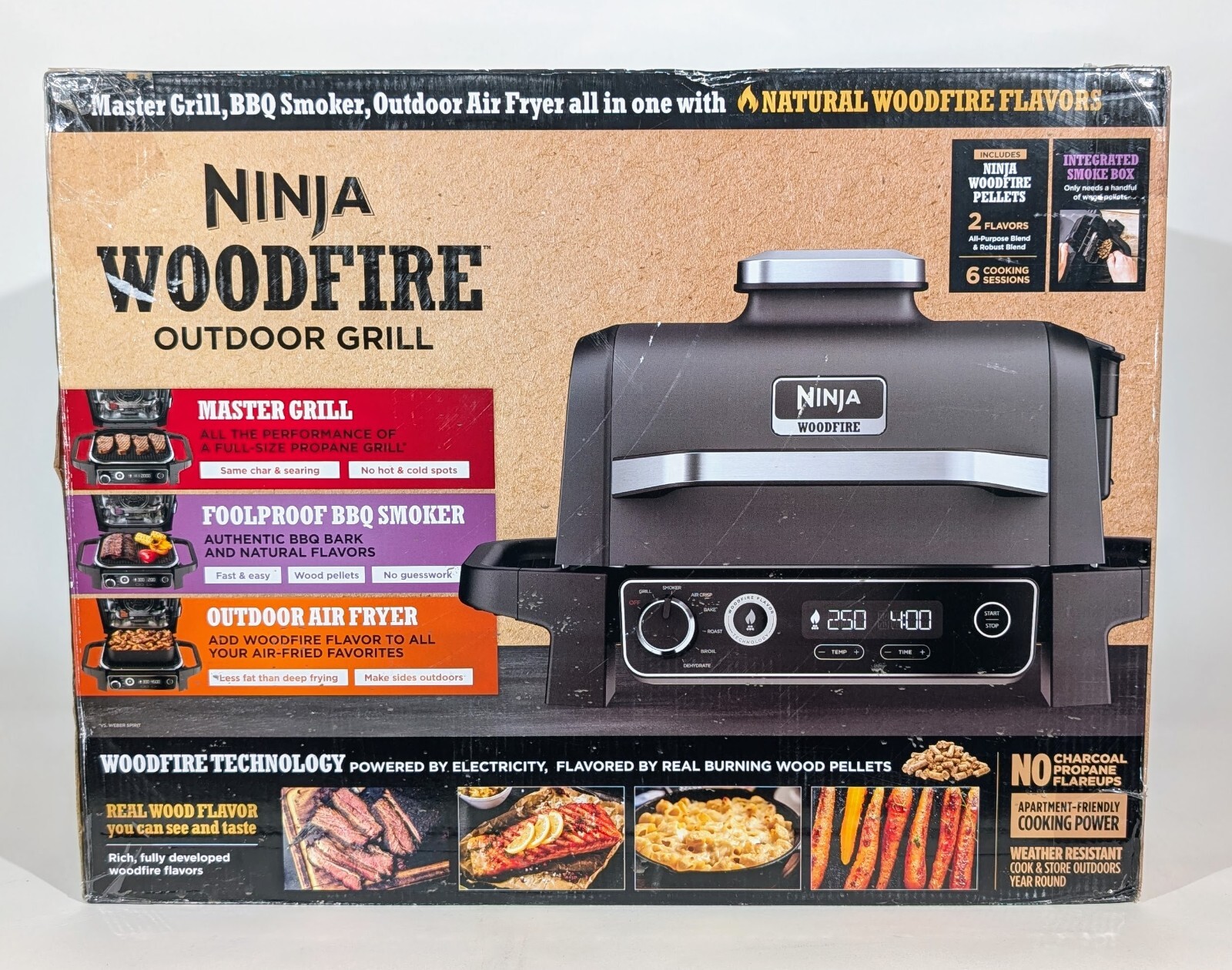 Ninja Woodfire 7-in-1 Outdoor Grill 1760-Watt Grey Electric