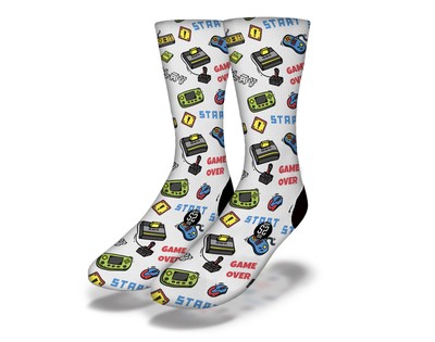 Game Over Socks, White, One Size (7-13)