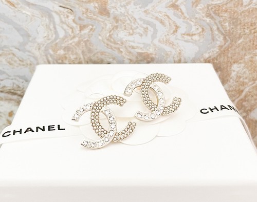 CHANEL ベージュ キュロット 38 Chanel 21K Large CC Crystal Pearl Gold Earrings | eBay