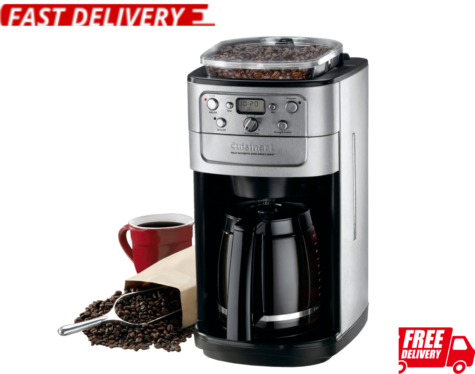 Cuisinart Burr Grind & Brew 12 Cup Automatic Coffee Maker, Stainless 12 Cup, NEW