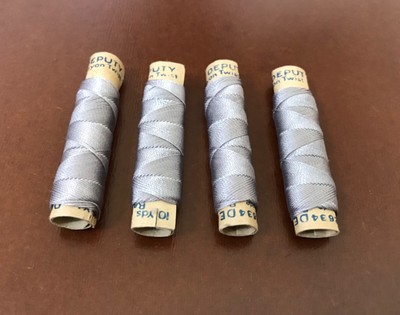 4 Vintage Deputy 10 yards Grey/Silver Rayon Twist Thread  (England)