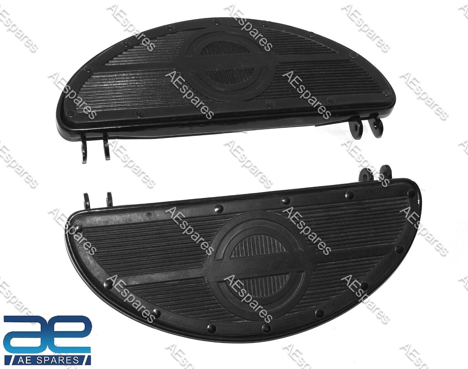 Pair Half Moon Floorboards Ovals Footrest Black For Harley Davidson 83-20 