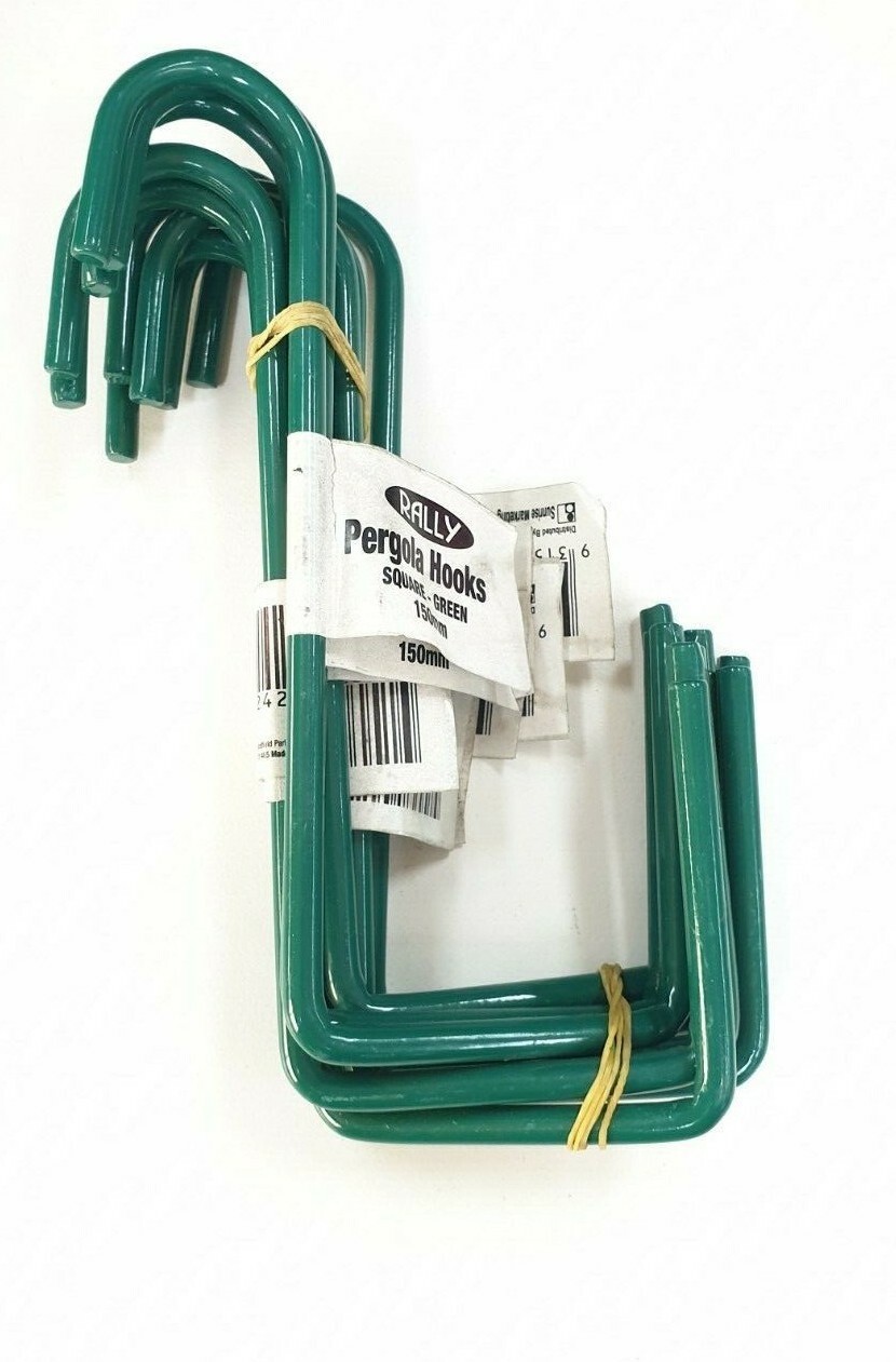 150mm Pack 10 Pergola Hook Square Green Hanging Basket Xmas Lights