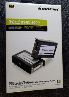 Iogear DVI-D Cat 5e/6 Extender GVE250    with Stereo Audio 
