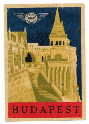Authentic Vintage Luggage Label ~ IBUSZ Travel Agency ~ BUDAPEST, Hungary