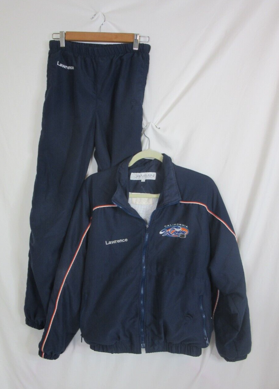 Sweat suit Ice Hockey Team Blue Warm Ups  Track Suit California Wave Size Small