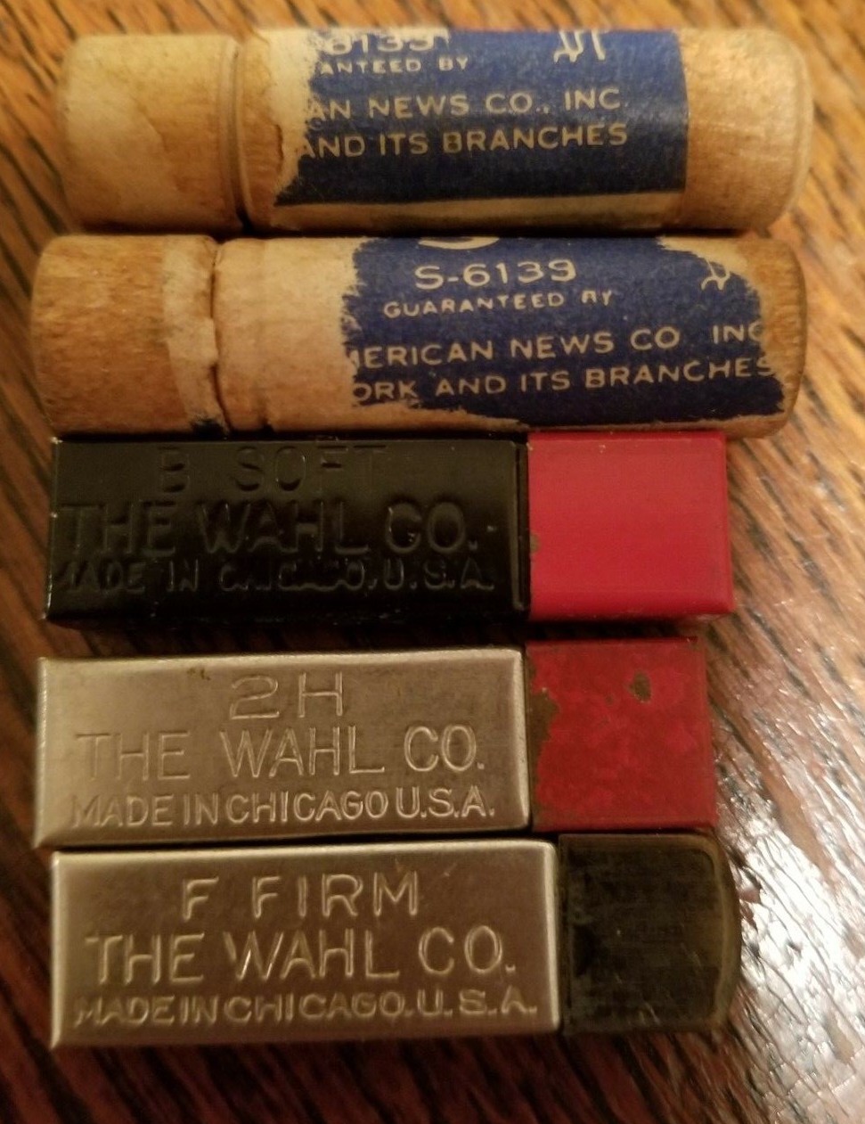 Vintage wooden and metal Lead Containers for Pencils - Eversharp