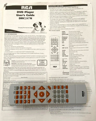 RCA DVD Remote Control RCR195DA1 for DVD Player DRC247N with Instructions