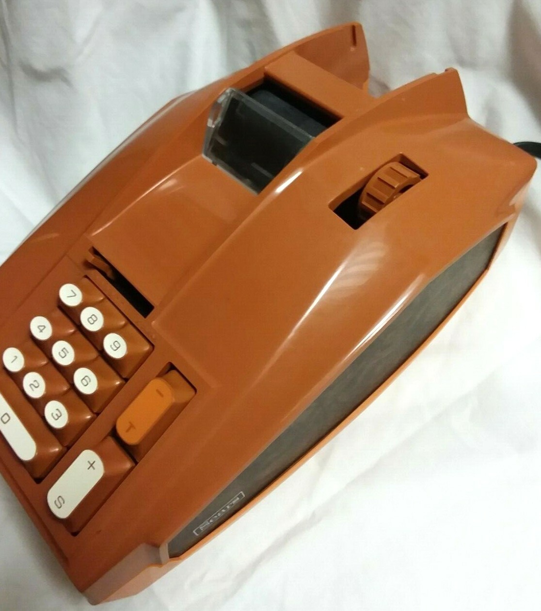 VINTAGE Sears Roebuck Adding Machine  Orange & Woodgrain - Works