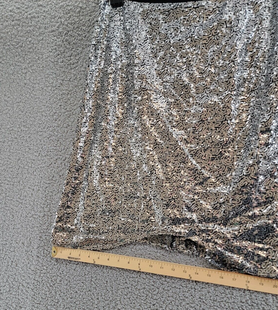 Gracia Sequined Mini Skirt Women's XL Silver Embellished Back Zipped Closure - Picture 5 of 15