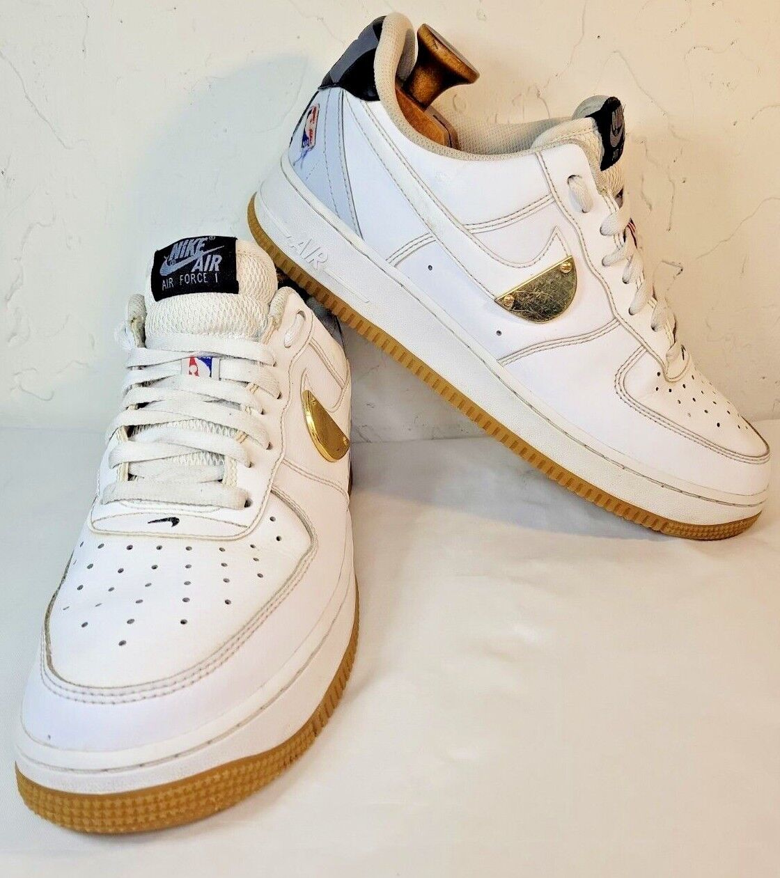 Nike Air Force 1 NBA White Gold Gum Outsole Sneakers Unisex Nike Air Force 1 NBA White Gold Gum Outsole Sneakers Unisex