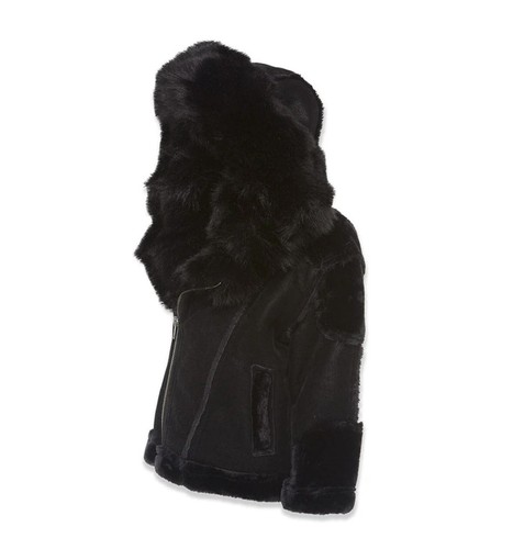 JORDAN CRAIG BOYS MOTO SHEARLING JACKET BLACK TRIPLE FUR KIDS SIZES BABY 2T-16