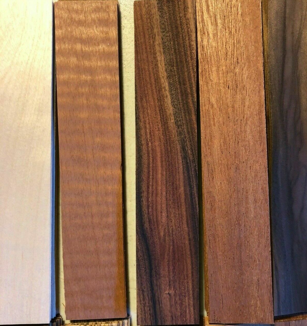 Fingerboard Wood Veneer 8" x 1.5" 200 pieces Amazing Variety pack Marquetry Ring