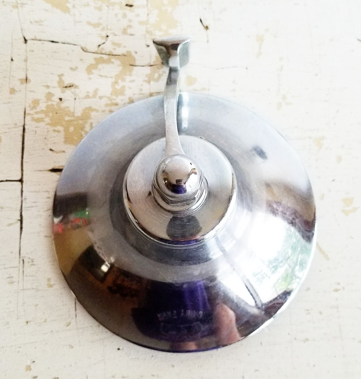 vtg Ship Bell Nautical Marine Boat Dinner Bell - silver plated brass ?