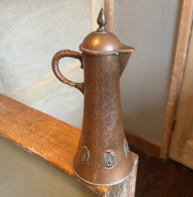 JUGENDSTIL ANTIQUE COPPER ART NOUVEAU FLAGON JUG WMF FISHER 188 THE STRAND VASE