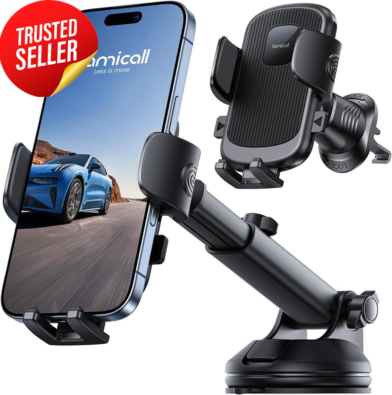 Car Phone Holder 3-In-1 Military Suction 360° Metal