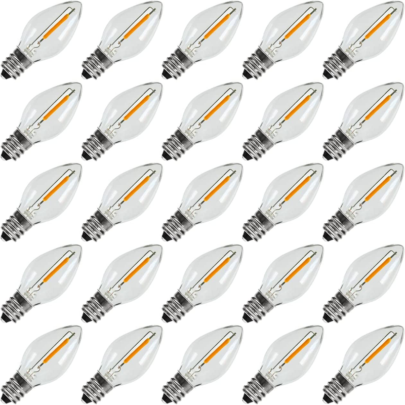 C7 Replacement LED Light Bulbs 0.6W Equivalent to 7W Warm White 2200K String