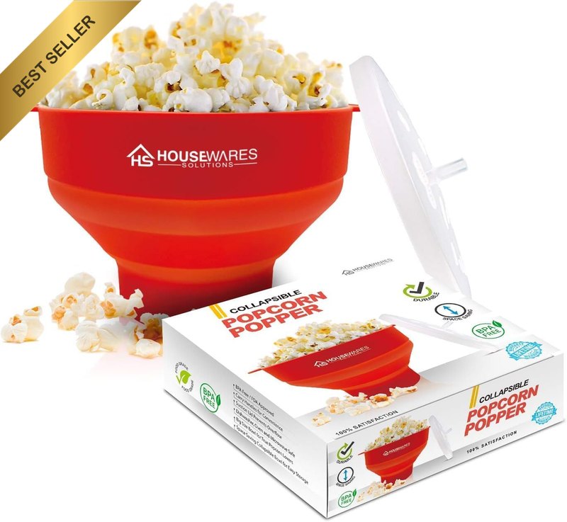 Collapsible Silicone Microwave Popcorn Popper Bowl With Lid Handles