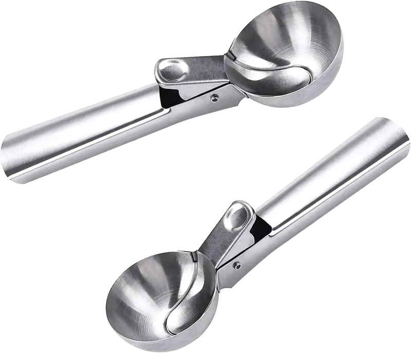 2 Pcs Stainless Steel Ice Cream Scoop Set, Heavy Duty Ice Cream Scooper with Tri