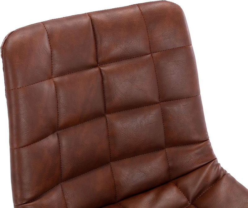 Armless Desk Chair Ergonomic Faux Leather Task Chair Home Office Modern Computer