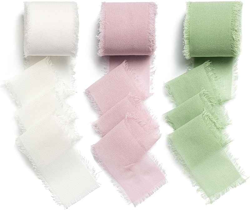 Chiffon Ribbon Fabric Frayed Edge Ribbon for Flower Bouquet Handmade Fabric Ribb