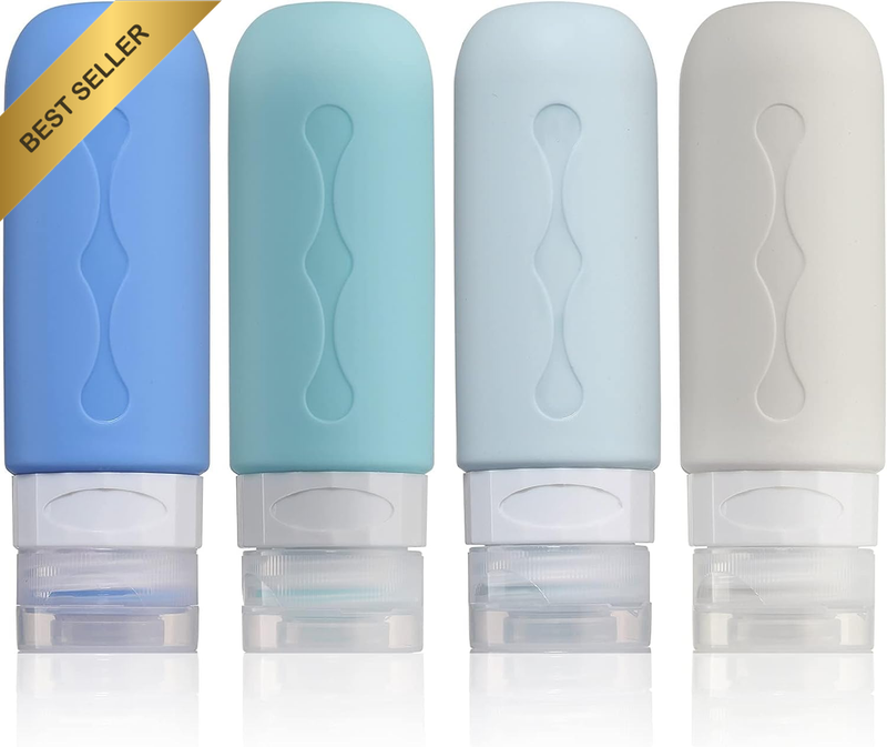 Pack of 4 Silicone Travel Bottles 90 Ml,Tsa Approved Bottles Set,Leak-Proof Cont