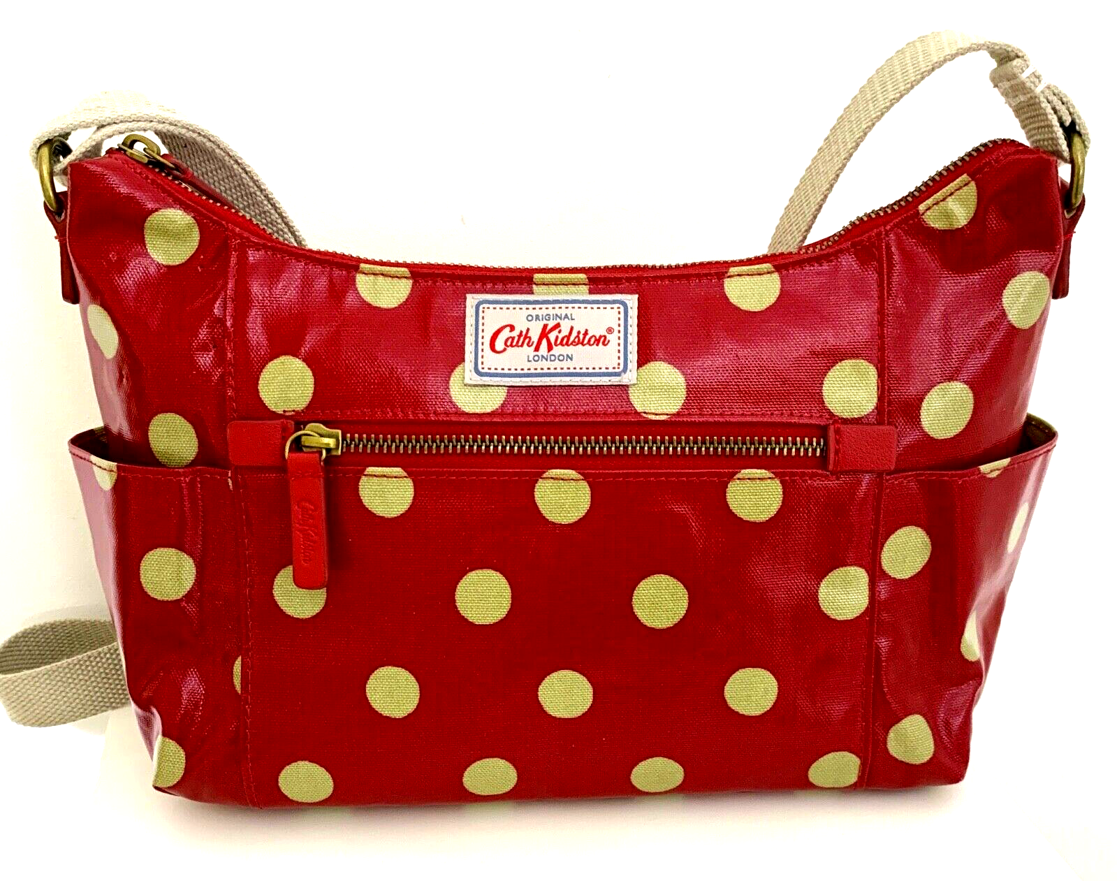 Original Cath Kidston London Red Polka Dot Laminated Crossbody Bag Zip  Closure | eBay