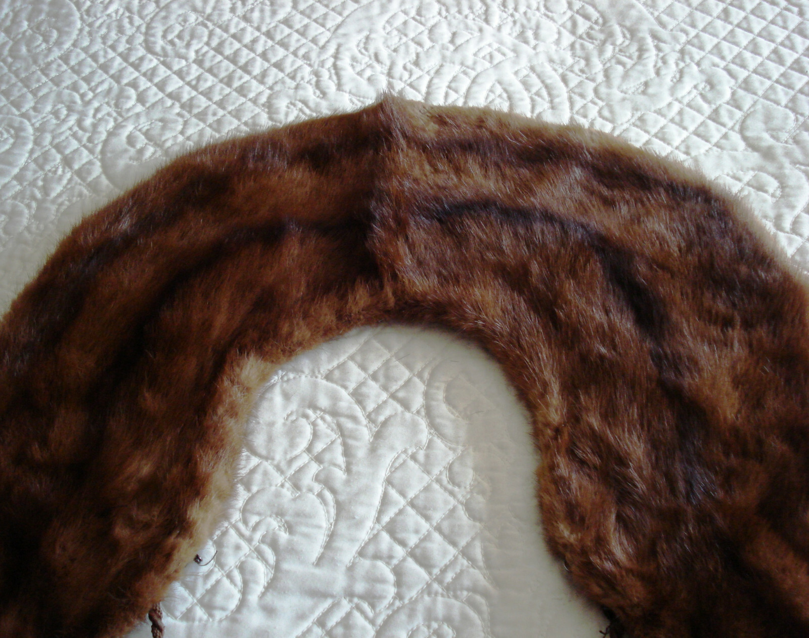 ANTIQUE VICTORIAN CIVIL WAR BROWN MINK FUR STOLE / COLLAR