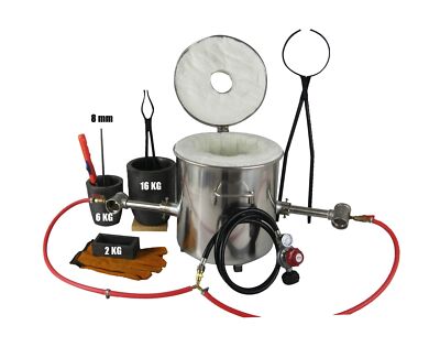 16KG Propane Melting Furnace Kits with Dual Forge Burners, 2 Crucibles (16KG,...