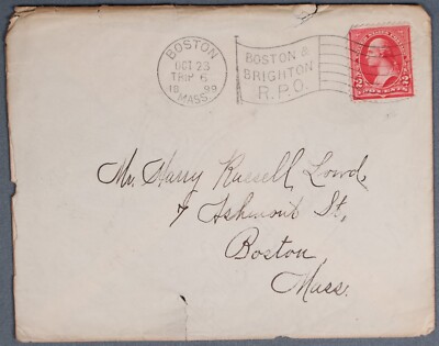 Mayfairstamps US 1899 Boston Ma Brighton RPO Flag Cancel Cover aak_72869