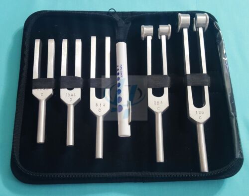 Set Of 5 Tuning Forks C128 C512 C256 C1024 C2048 + Penlight Diagnostic Kit