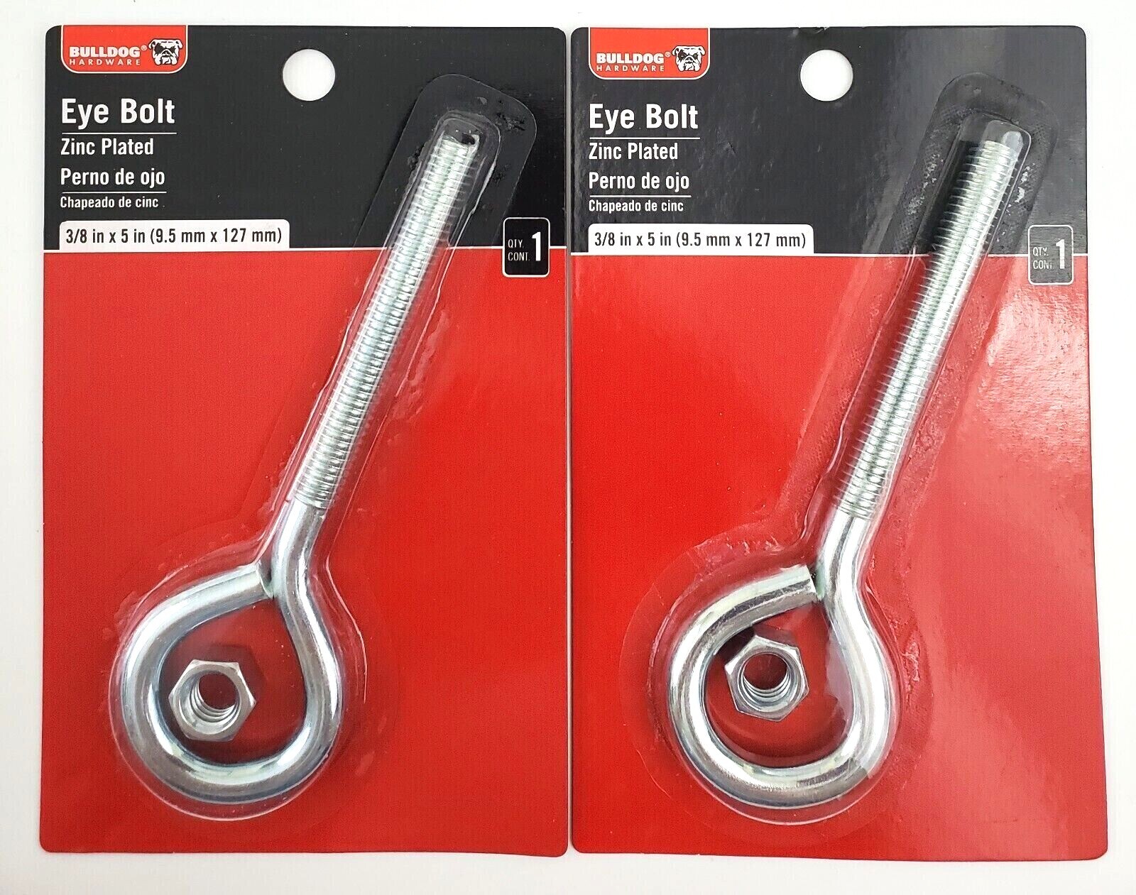 ブルドッグ　1207 Lot of 2 Packs Bulldog Hardware 2000207 Zinc Plated Eye Bolt