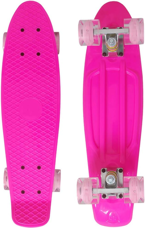 22 Inch Skateboard Complete Mini Cruiser Retro Skateboard with Colorful Light up