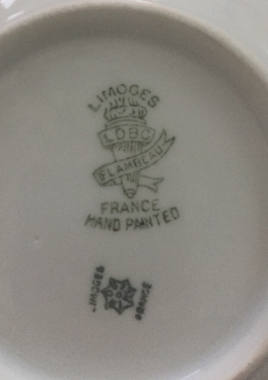 Limoges France LDBC Hand Painted 4 In Plate Pink Rose Gold Scallop Trim ~Signed