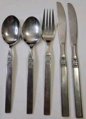 Ginkgo Japan Danesland Rose Stainless Steel Flatware 5 Pieces Spoons Fork Knives