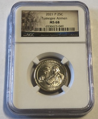 2021 P Tuskegee Airmen ATB/NP Quarter 25c NGC MS68  HARD TO FIND  