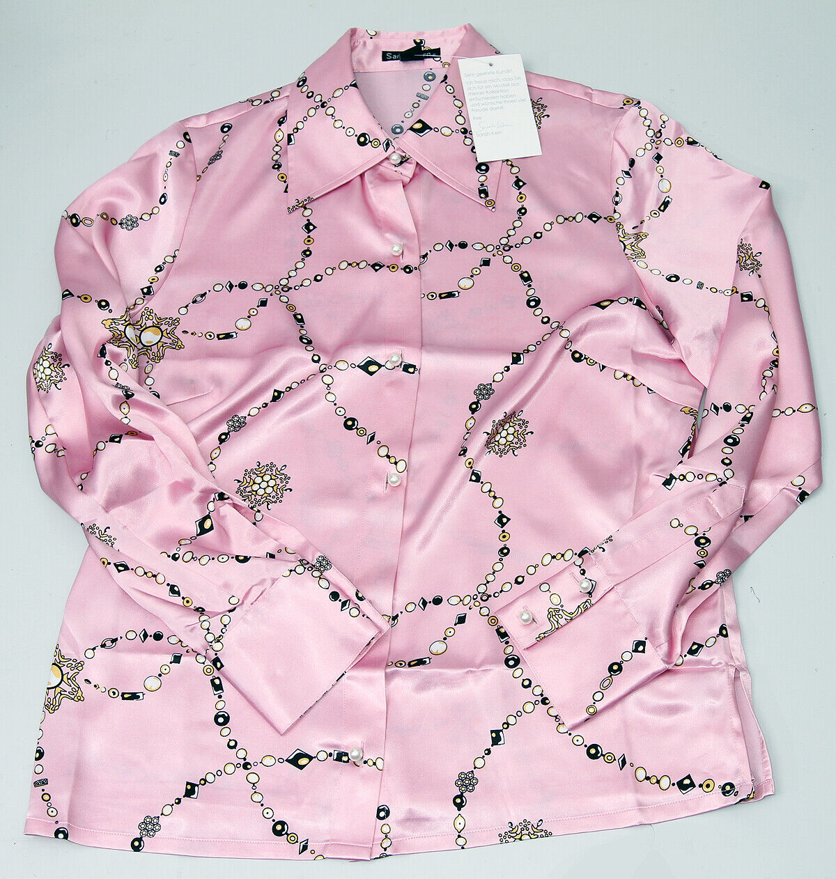 Sarah Kern feminine seidige edle Satin DWT Glanz Bluse pink Gr 46 Nickituch