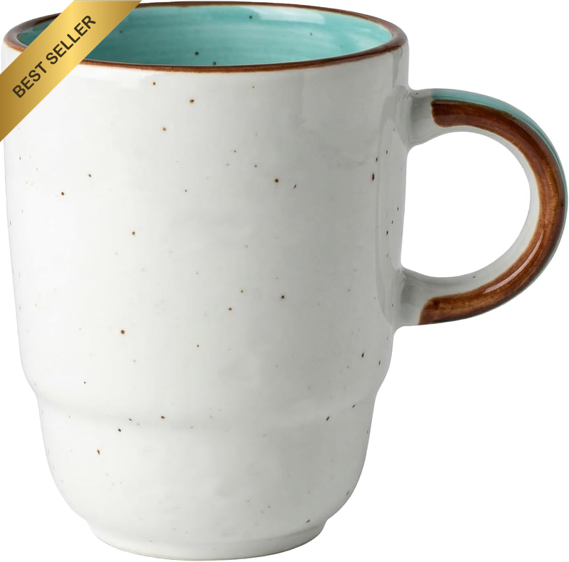 Handmade Ceramic Coffee Mug with Irregular Speckle Glaze Design, Hand Painted, R